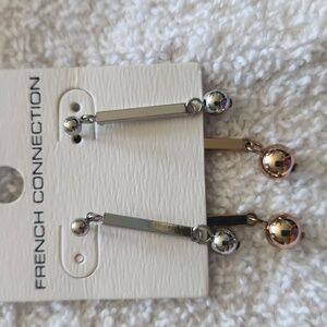 Elegant French Connection Silver and Gold Dangle Earrings